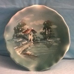 Painted house on water ceramic hanging bowl dish made in italy